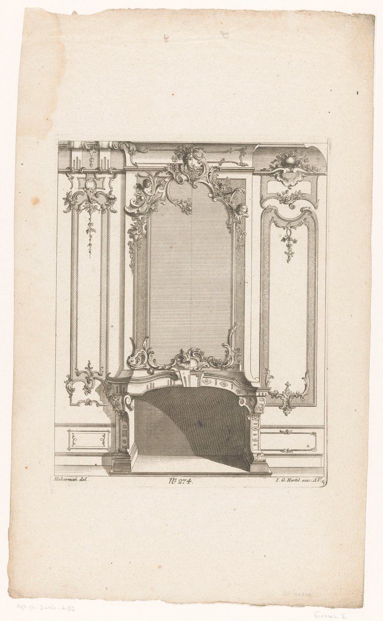 lareira com putti Chaminés (título da série) de Emanuel Eichel (possibly)
