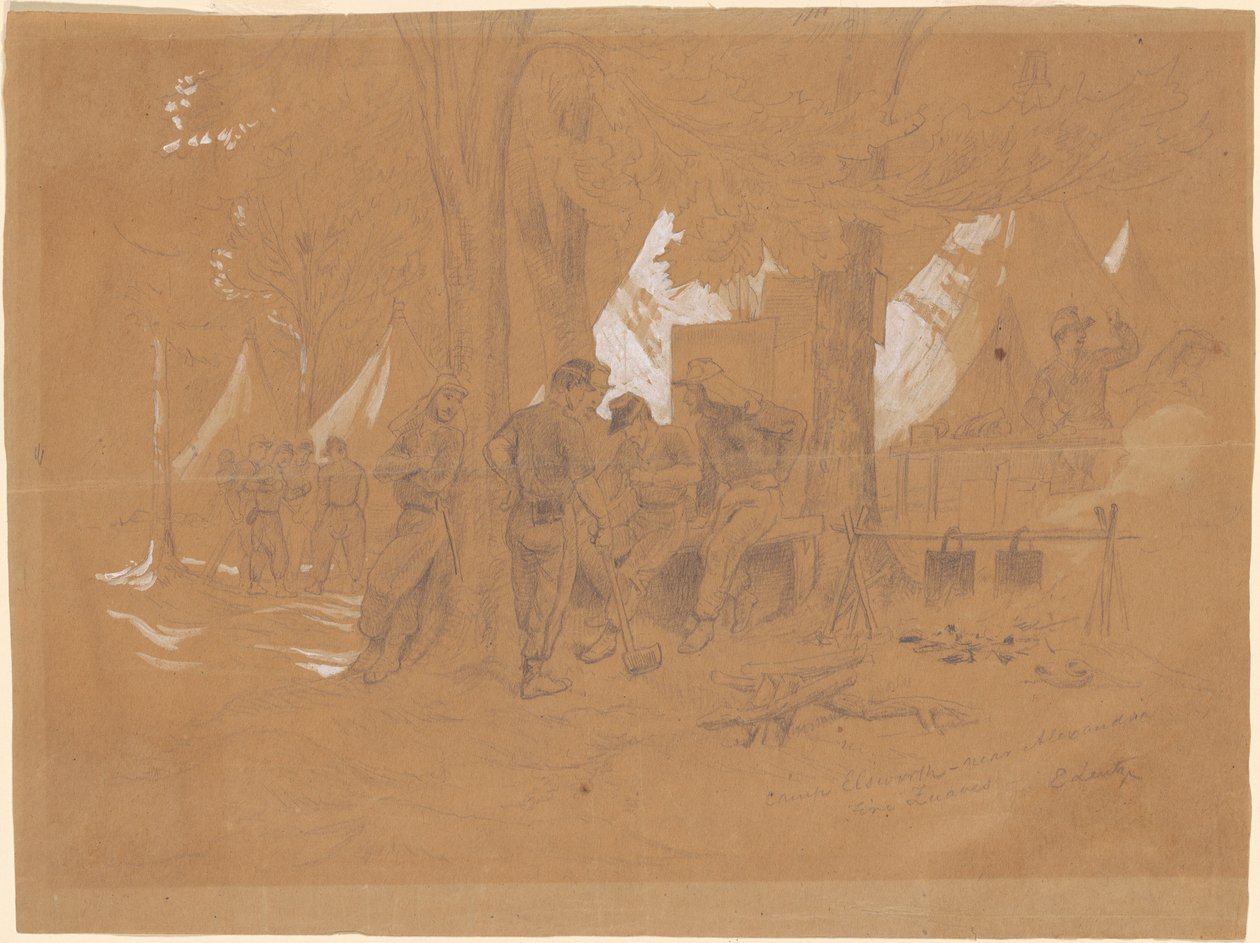 Camp Ellsworth, Perto de Alexandria—Cinco Zouaves de Emanuel Gottlieb Leutze