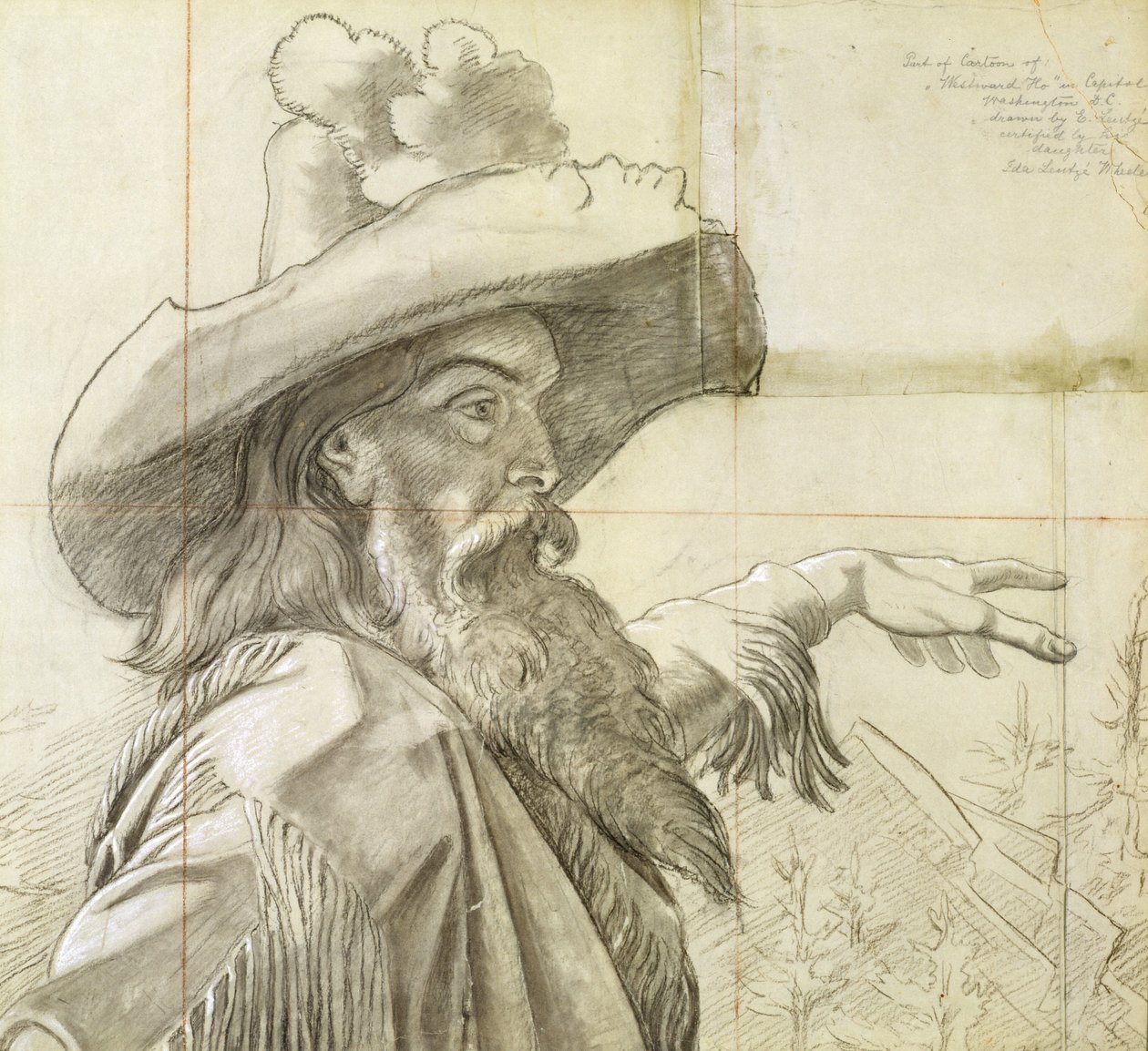 Pormenor de uma caricatura para o mural "Para Oeste, o Curso do Império"... de Emanuel Gottlieb Leutze