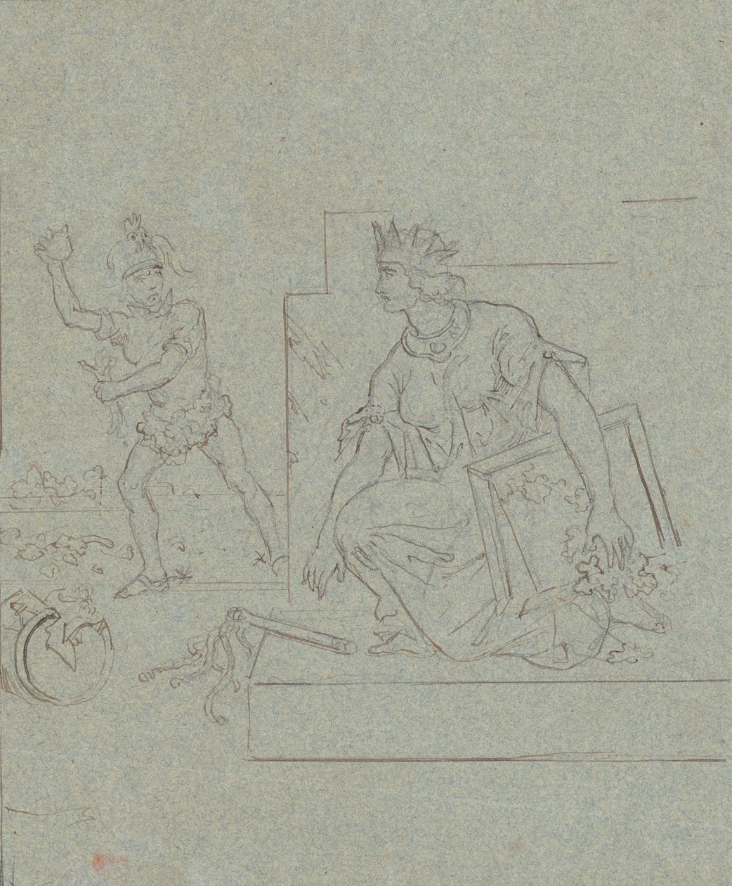 Desenho político na Guerra Civil Americana, c. 1860 (caneta, tinta e grafite sobre papel de Emanuel Gottlieb Leutze