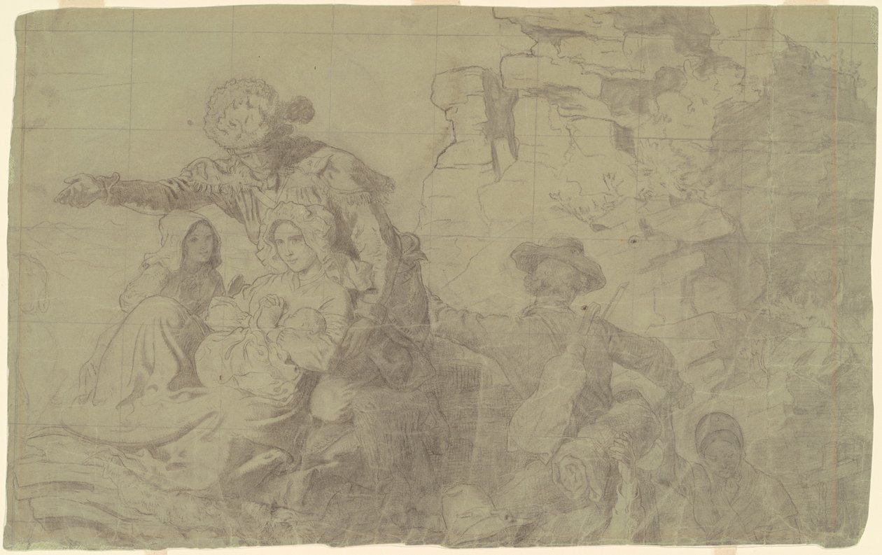 Estudo para "Westward the Course of Empire toma seu caminho" de Emanuel Gottlieb Leutze