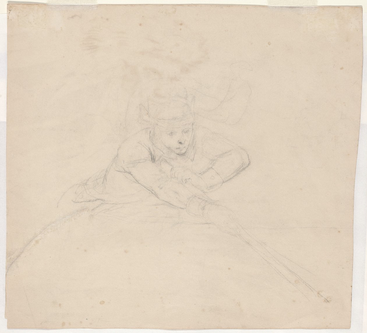 Estudo de figura de meio comprimento com poste [verso] de Emanuel Gottlieb Leutze