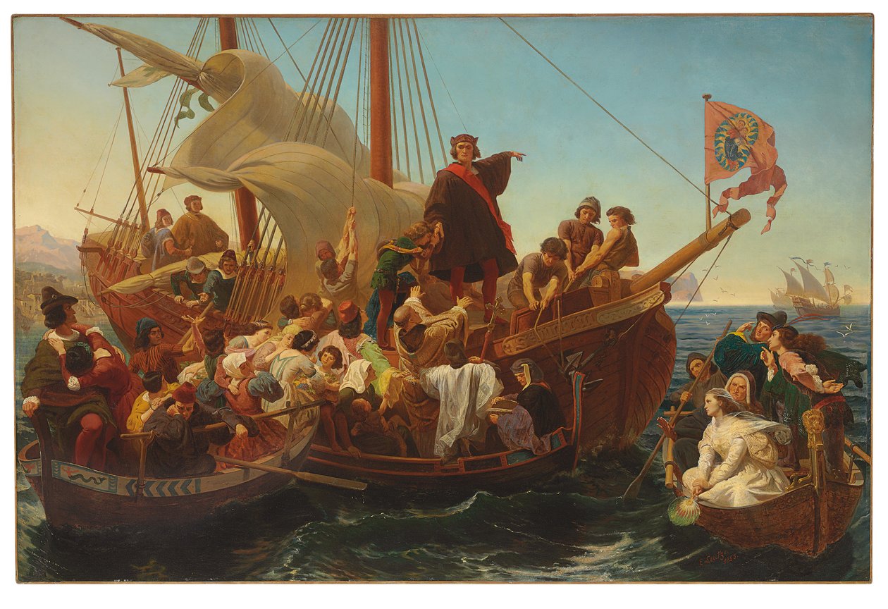 A partida de Colombo de Palos em 1492, 1855 de Emanuel Gottlieb Leutze