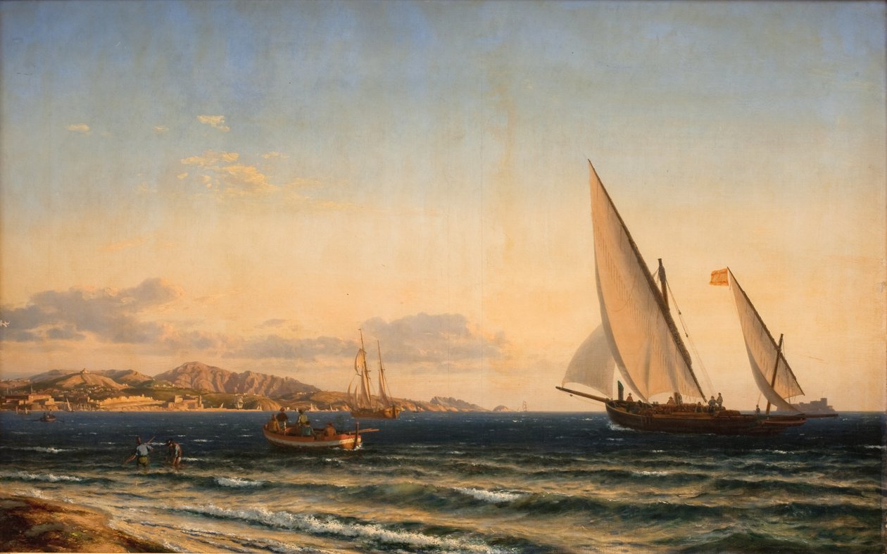 Noite pelo Mediterrâneo. Ao fundo Marselha e a ilha de If de Emanuel Larsen