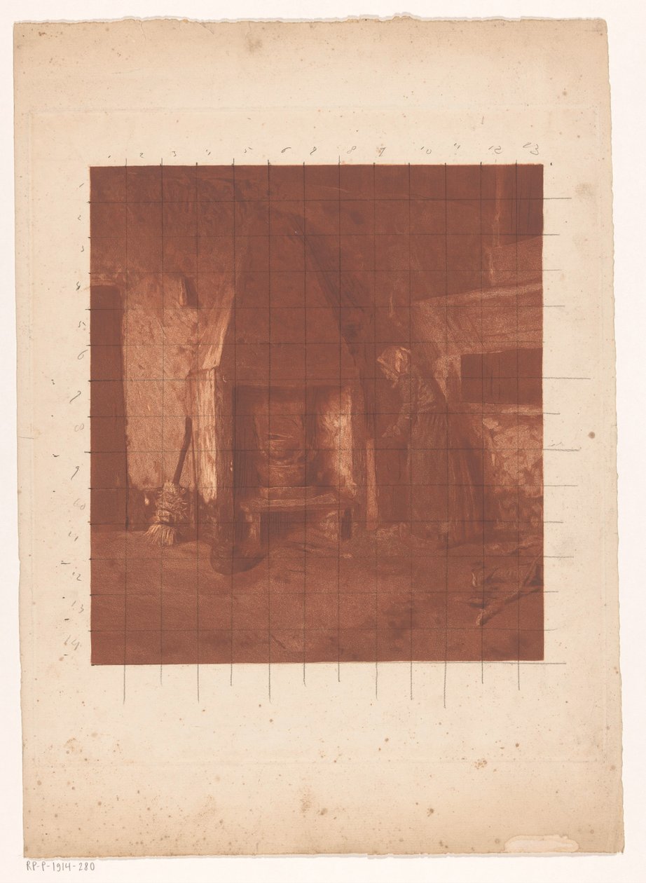 Mulher camponesa ao lado de uma lareira de Emanuel Samson van Beever