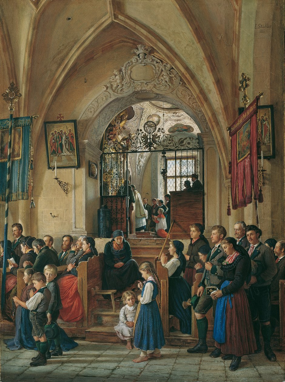 Interior da igreja paroquial de Aussee de Emanuel Stöckler