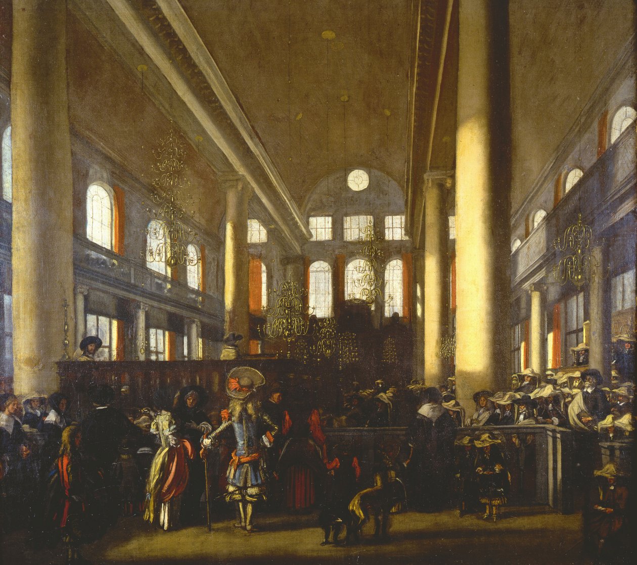 Interieur de la synagogue portugaise a Amsterdam - Interior da Sinagoga Portuguesa em Amsterdam, por Witte, Emanuel, de (1616/17-1692). Óleo sobre tela, c. 1680. Museu de Israel, Jerusalém de Emanuel de Witte