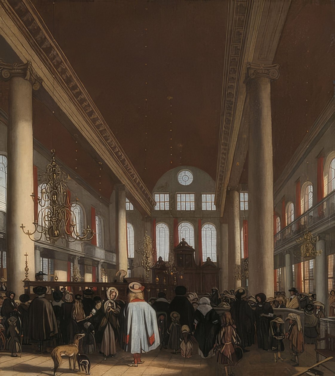 Interior da sinagoga portuguesa em Amsterdã. 1680 de Emanuel de Witte