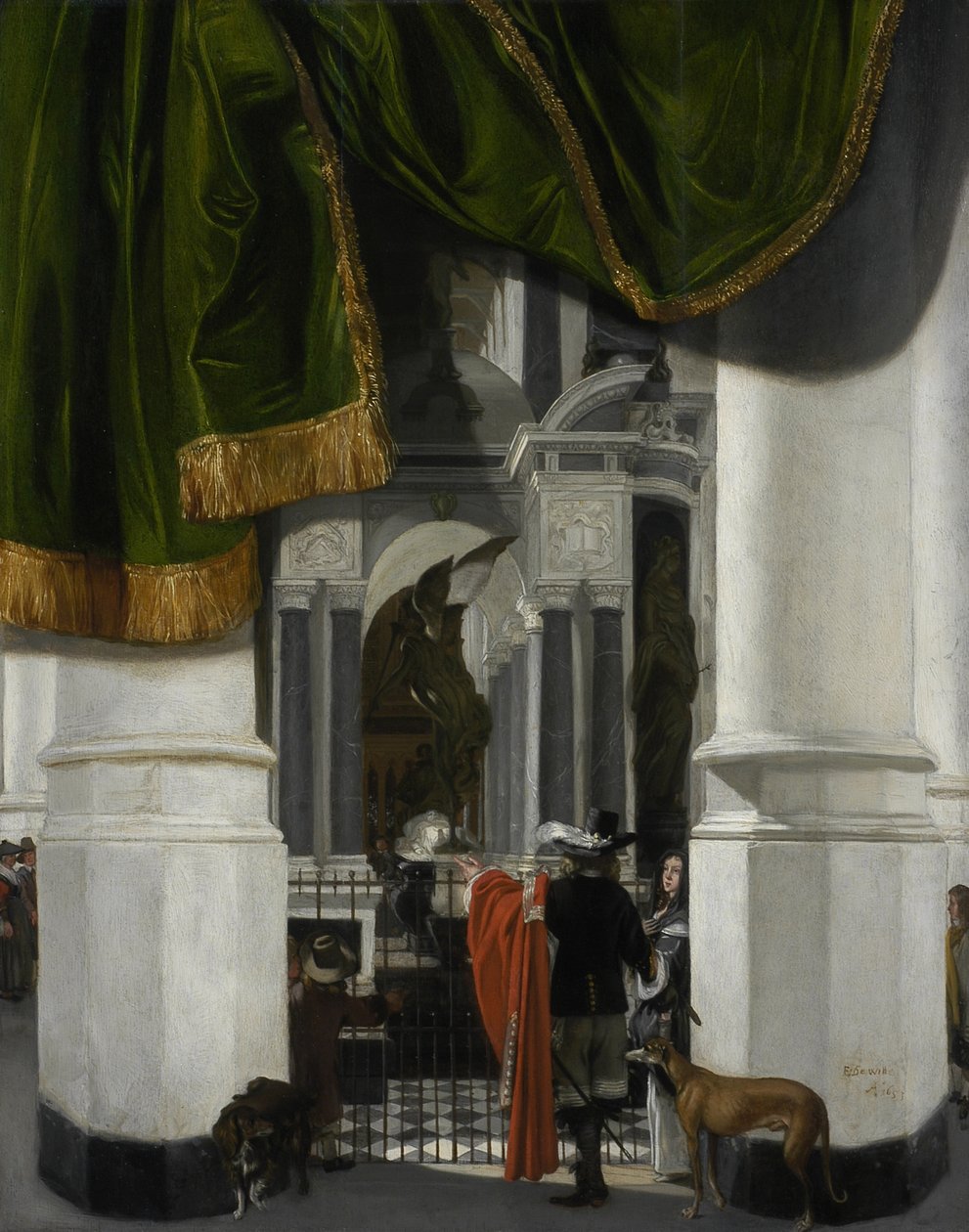 Interior da Nieuwe Kerk em Delft com o túmulo de Guilherme, o Taciturno de Emanuel de Witte