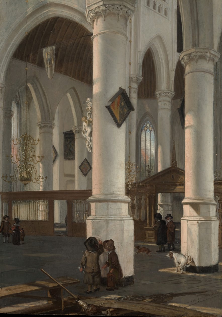 Interior do Oude Kerk, Delft, provavelmente 1650. de Emanuel de Witte