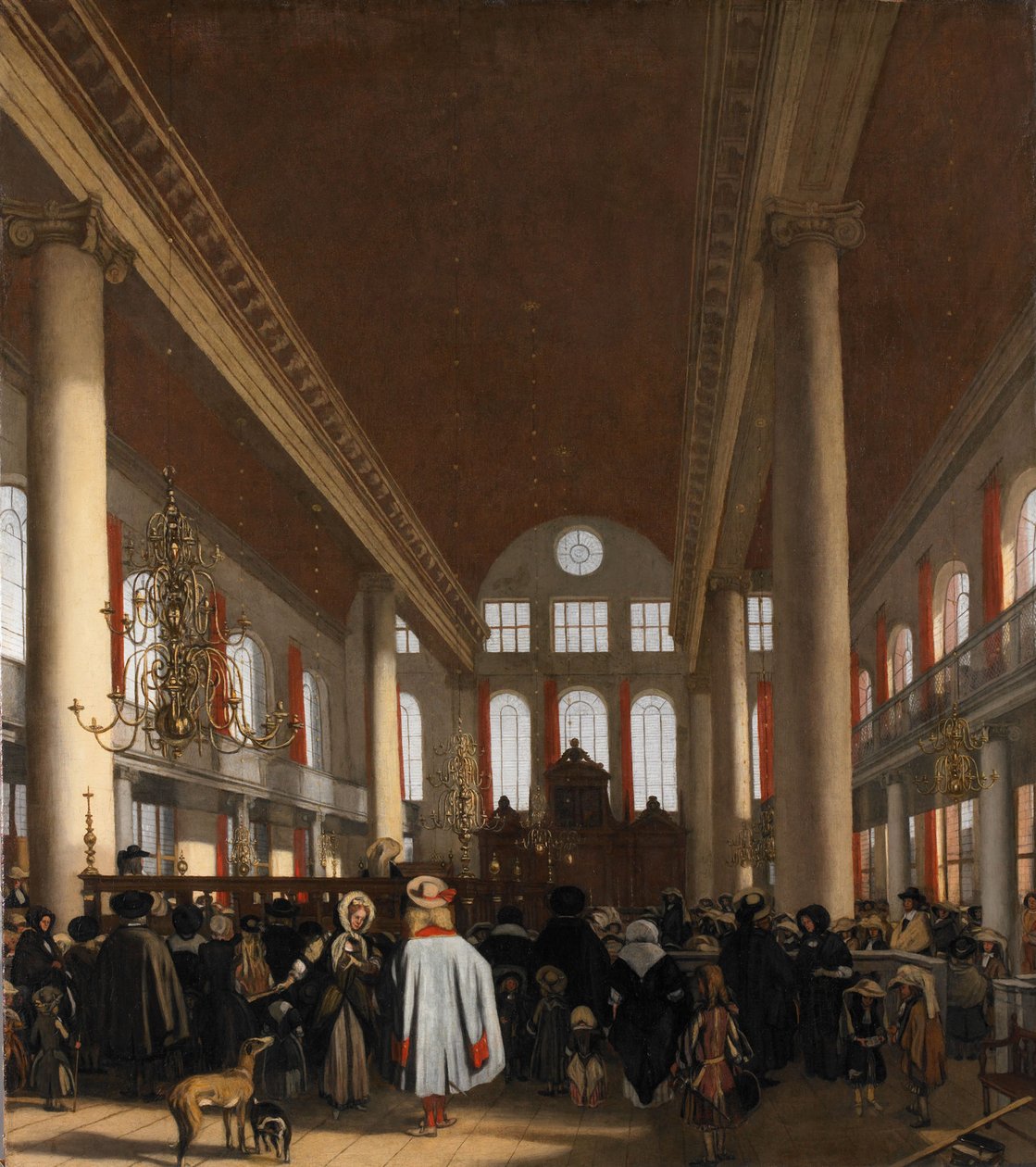 Interior da Sinagoga Portuguesa em Amsterdã de Emanuel de Witte