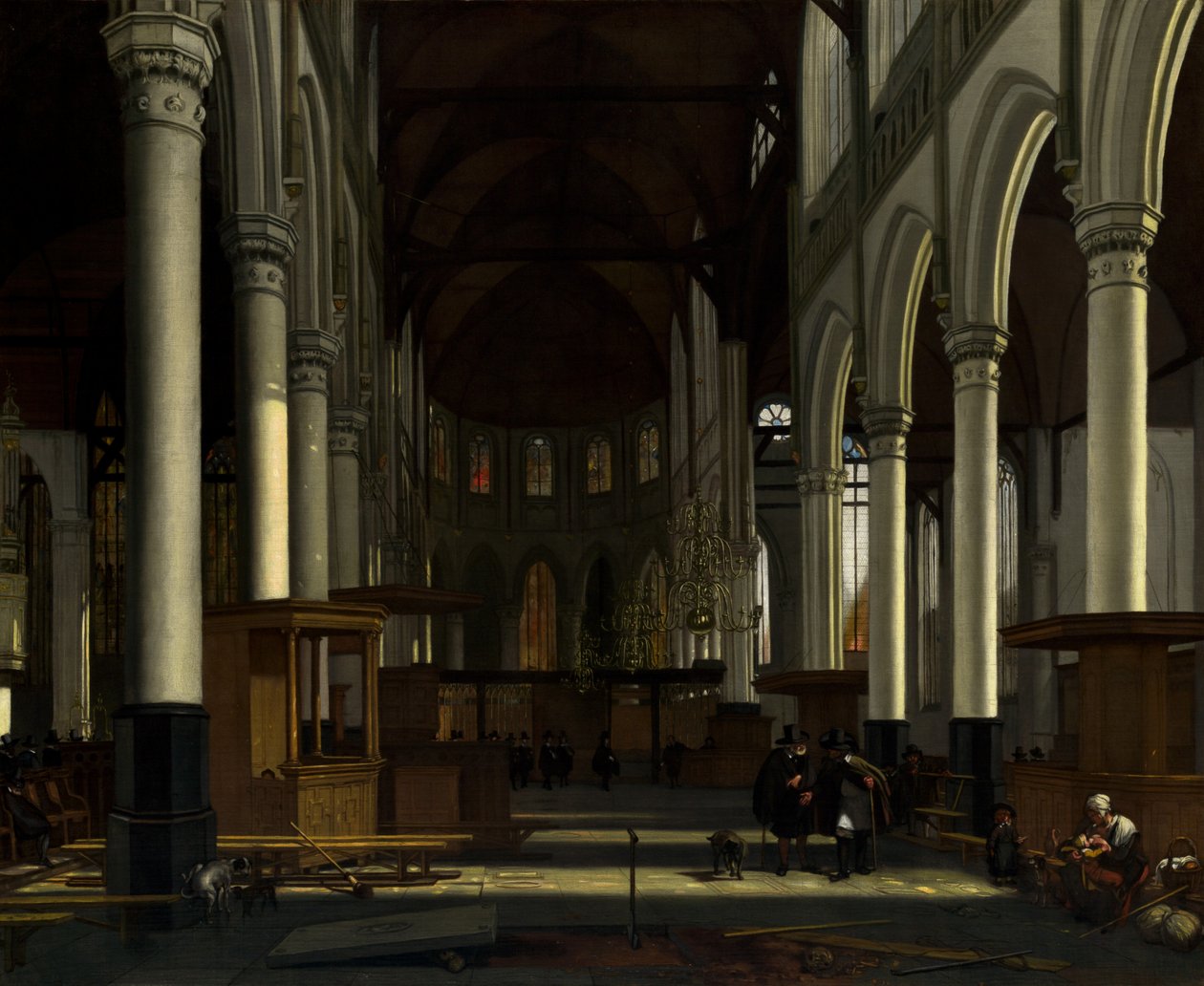 O interior do Oude Kerk, Amsterdã de Emanuel de Witte
