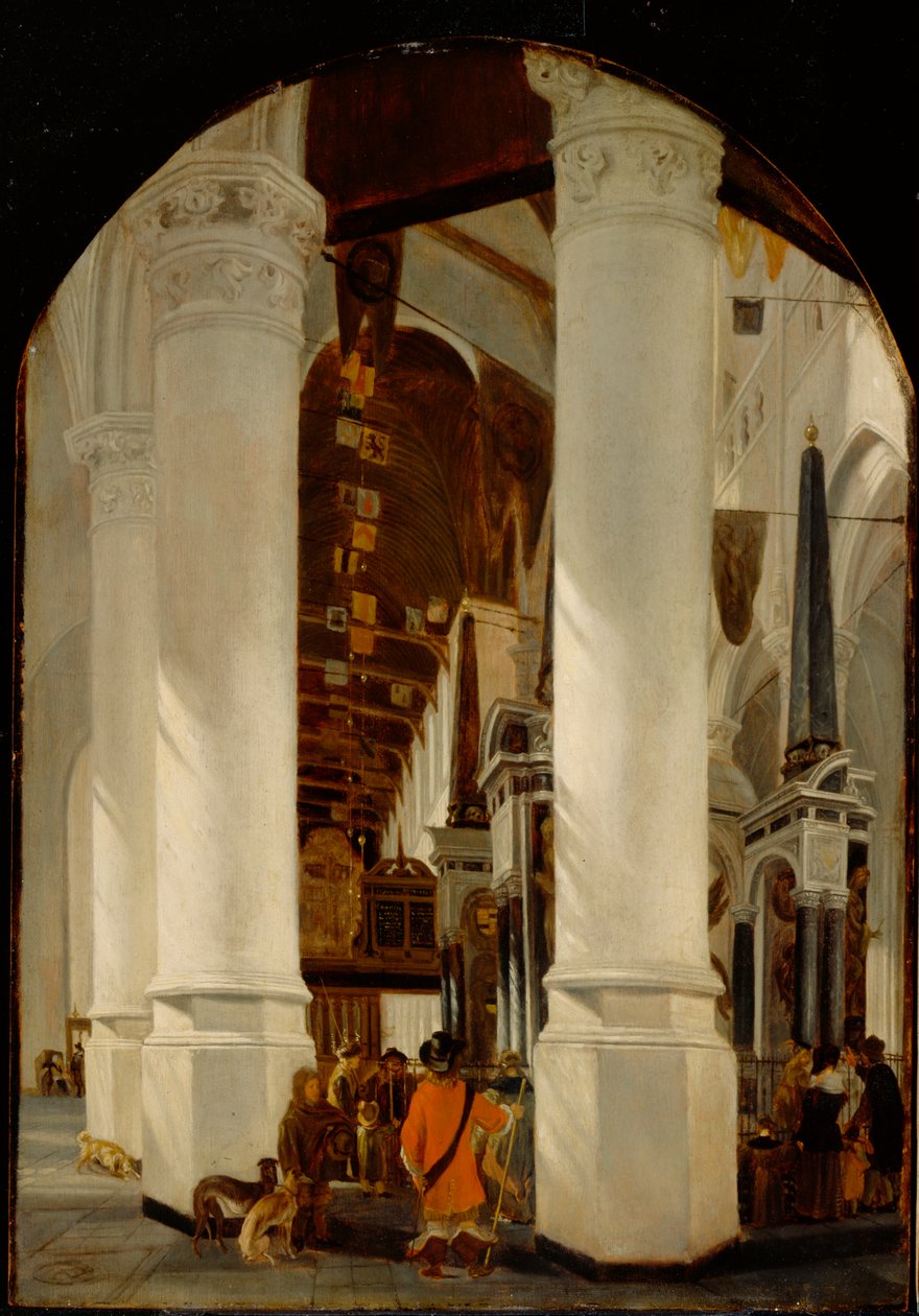 O Nieuwe Kerk em Delft com o Túmulo de Willem the Silent, c.165051 (óleo sobre painel de carvalho) de Emanuel de Witte