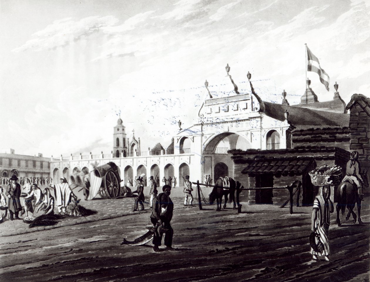 Market Place, gravado por Daniel Havell (1785-1826) 1820 de Emeric Essex Vidal