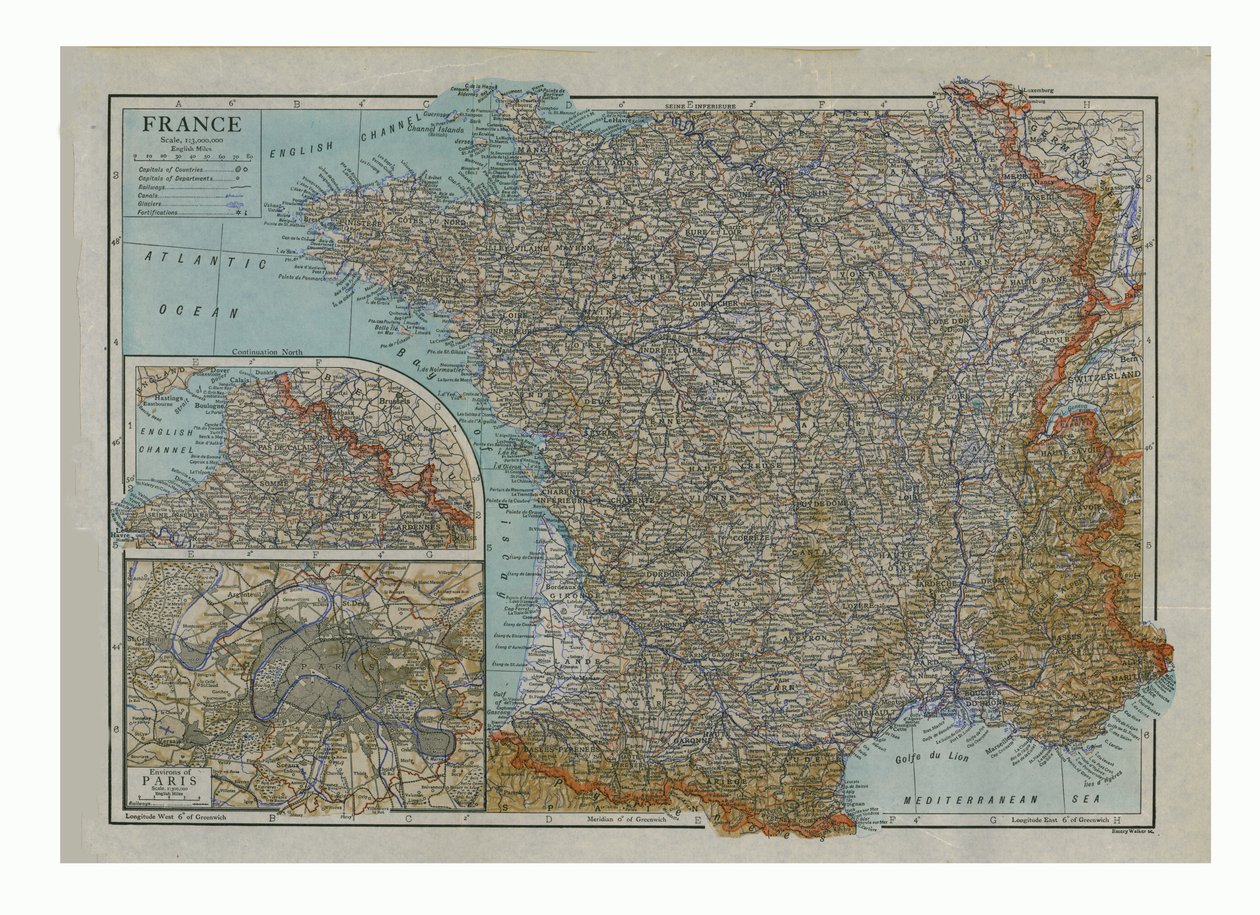 Mapa da França, c1910. de Emery Walker