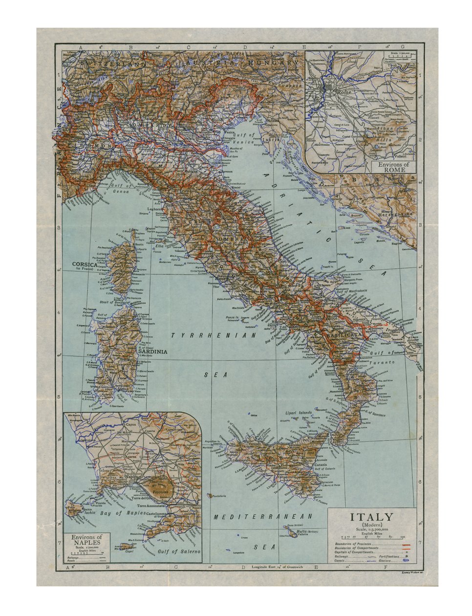 Mapa da Itália moderna, c1910s. de Emery Walker