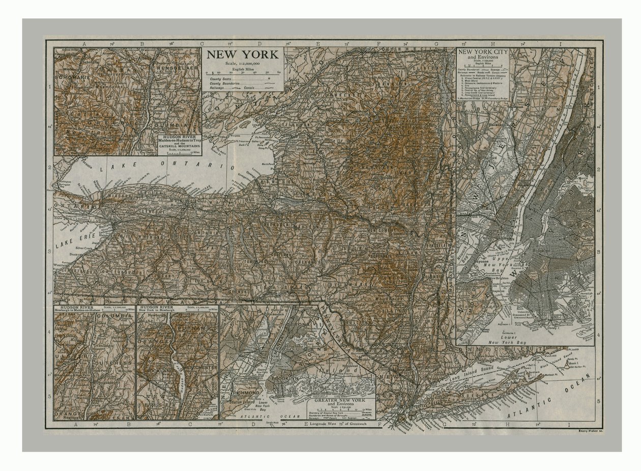 Mapa de Nova York, c1900s. de Emery Walker