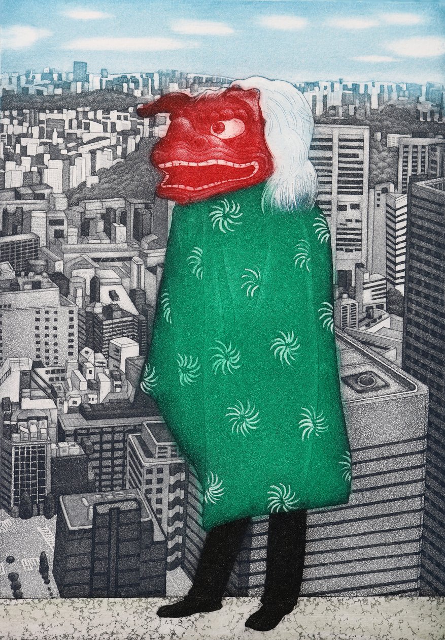 Leão feliz, 2007 (gravura) de Emiko Aida