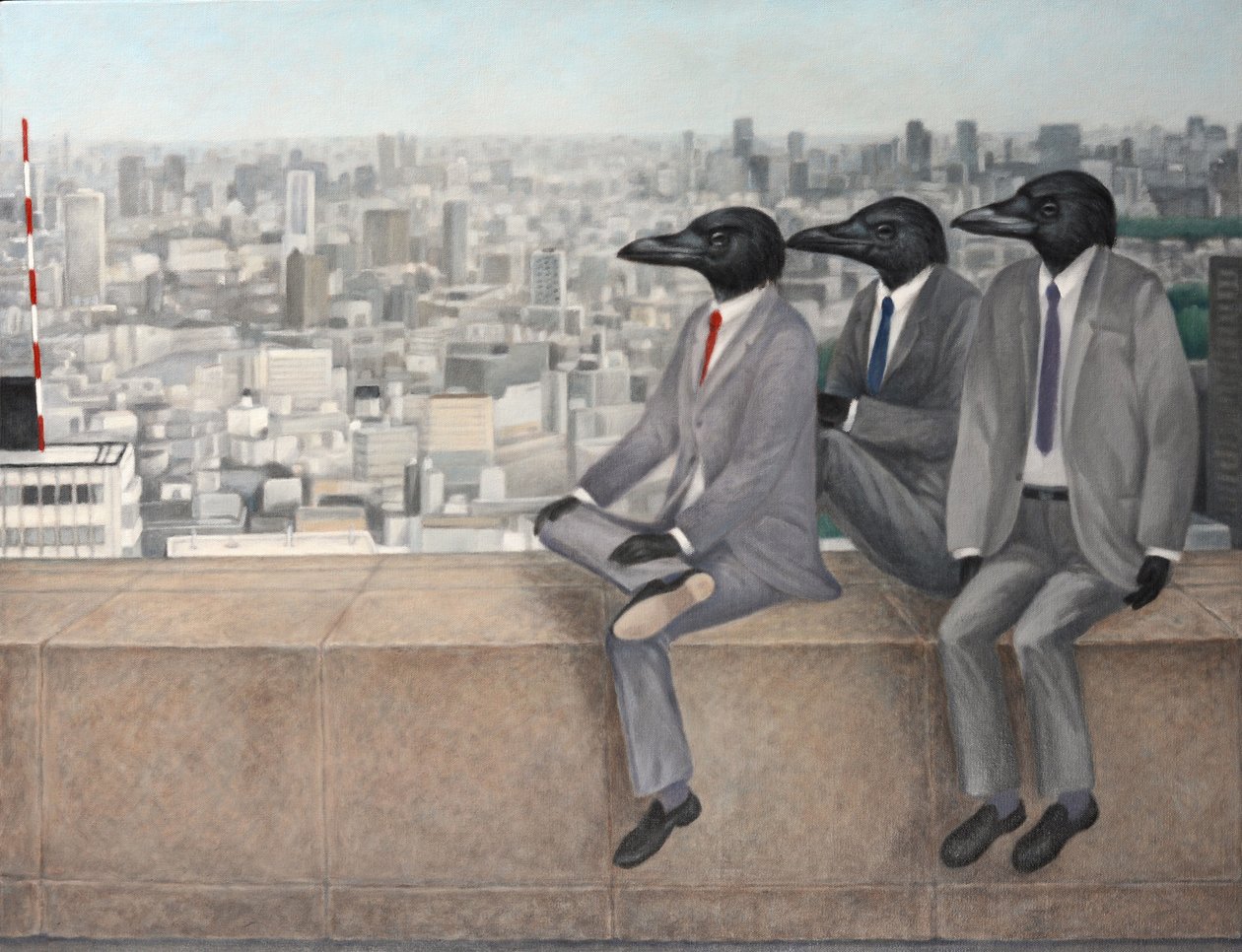 Três corvos, 2010 (óleo sobre tela) de Emiko Aida