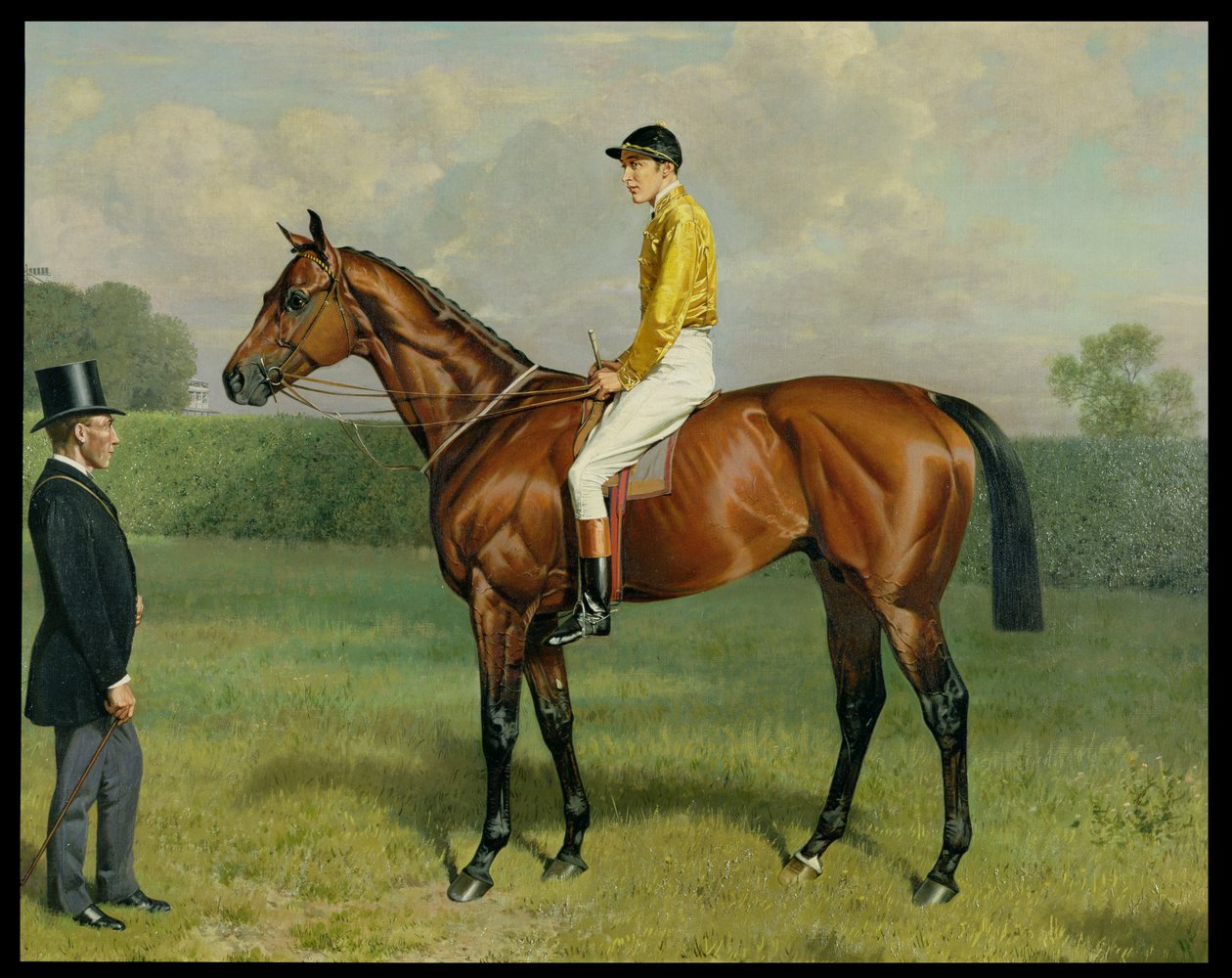 Ormonde, vencedor do 1886 Derby, 1886 óleo sobre tela detalhe de 188204 de Emil Adam