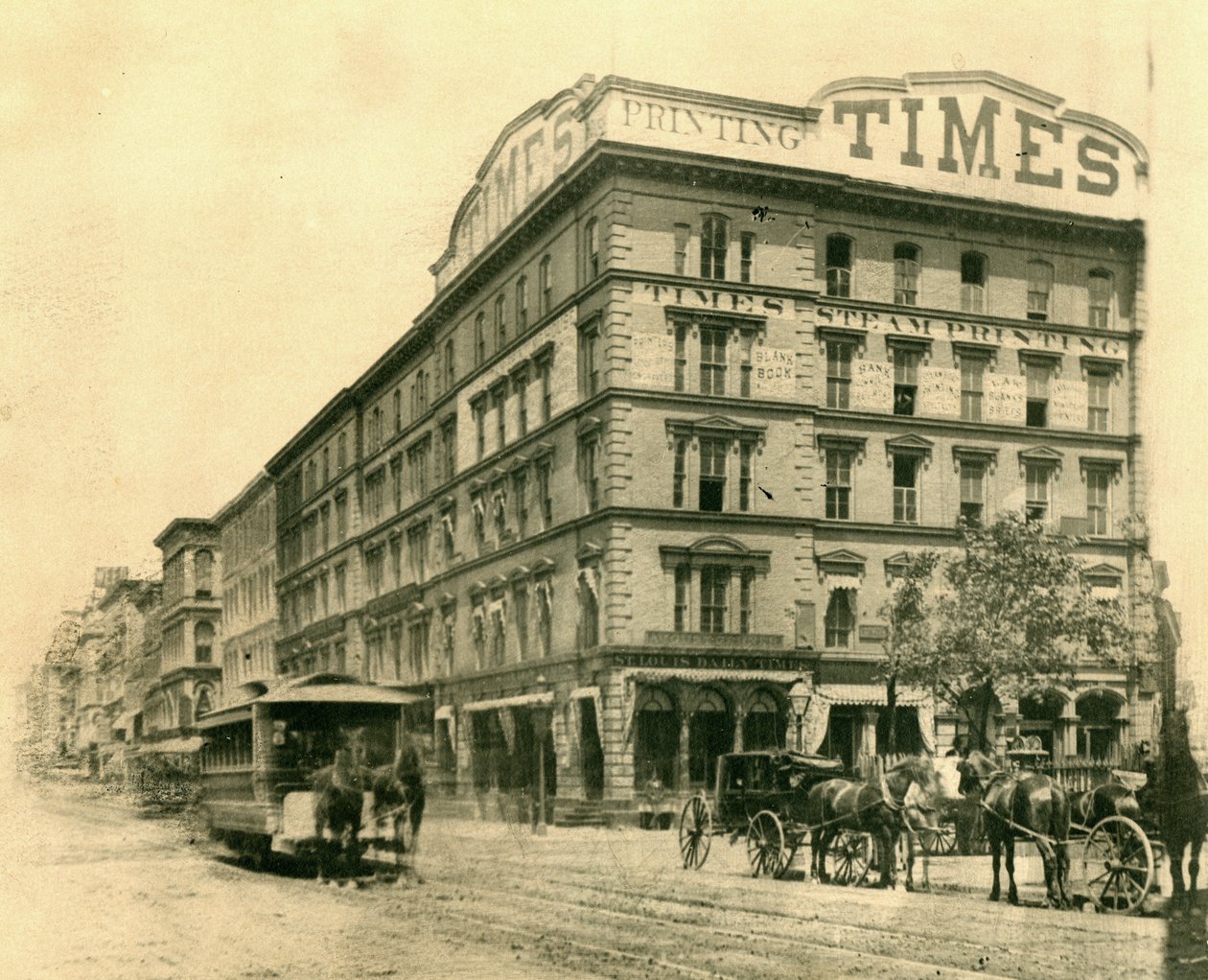 Edifício St. Louis Daily Times no canto nordeste da Broadway e Chestnut Street de Emil Boehl