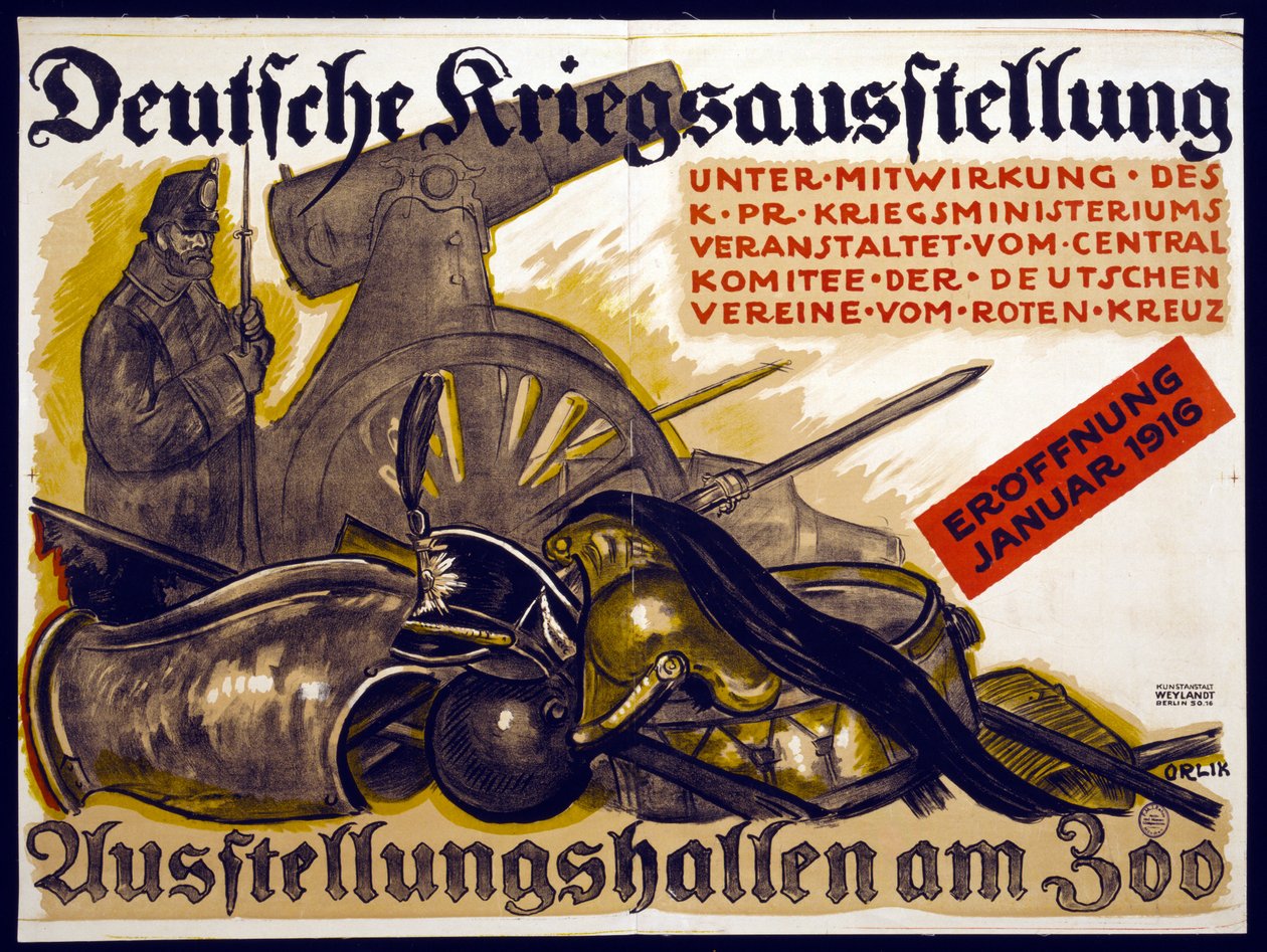 Cartaz publicitário de uma exposição de guerra alemã, 1915 de Emil Orlik