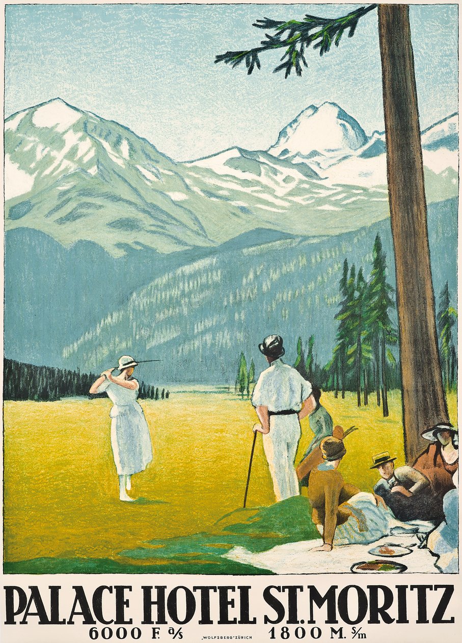 Cartaz anunciando o Palace Hotel em St. Moritz de Emil Cardinaux