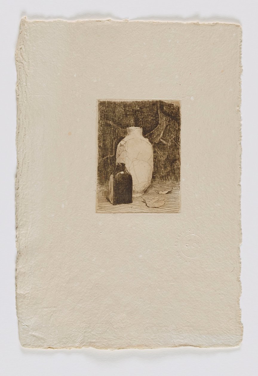 Natureza morta com vaso e garrafa (fm. portefólio) de Emil Carlsen