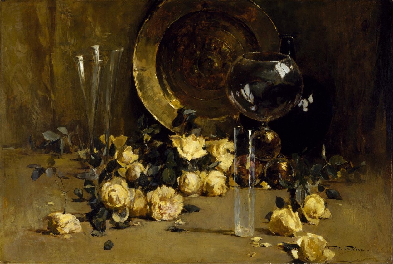 Natureza-morta com rosas amarelas de Emil Carlsen