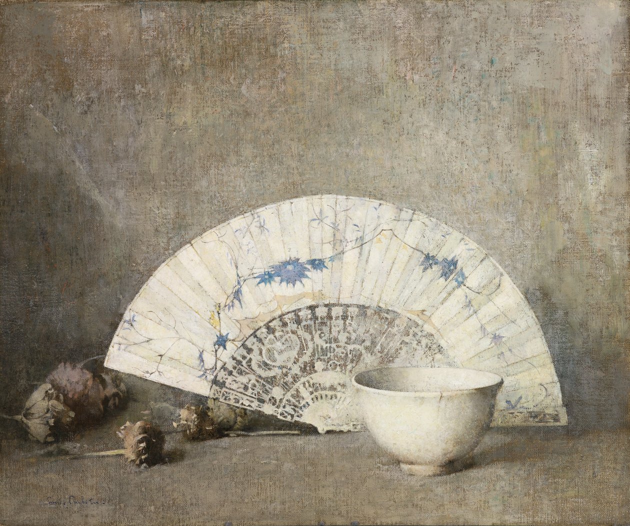 O leque, c.1919 (óleo sobre tela) de Emil Carlsen