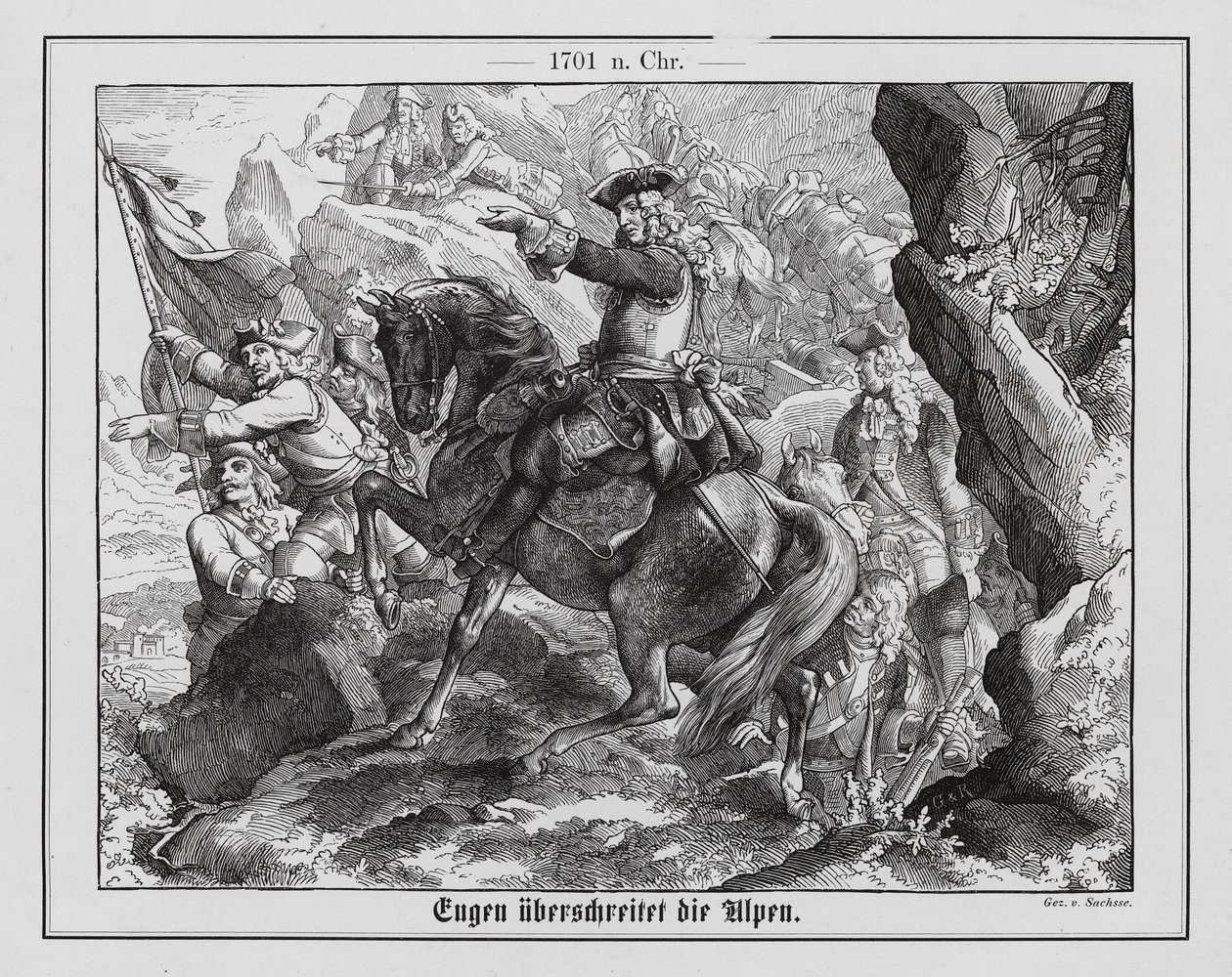 O Príncipe Eugénio de Saboia e o exército austríaco atravessam os Alpes de Emil Eugen Sachsse