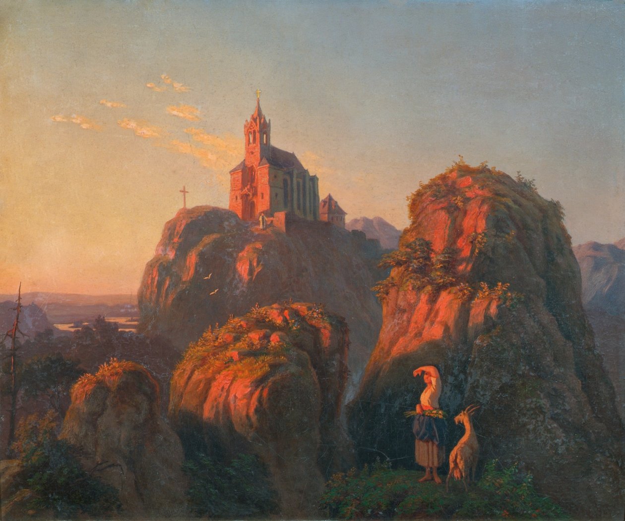 Paisagem com uma igreja à noite de Emil Ludwig Löhr