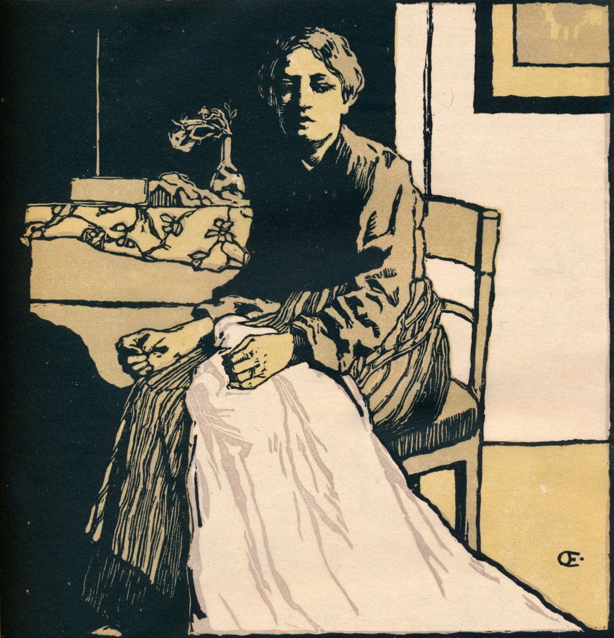 A costureira, c1900 de Emil Orlik