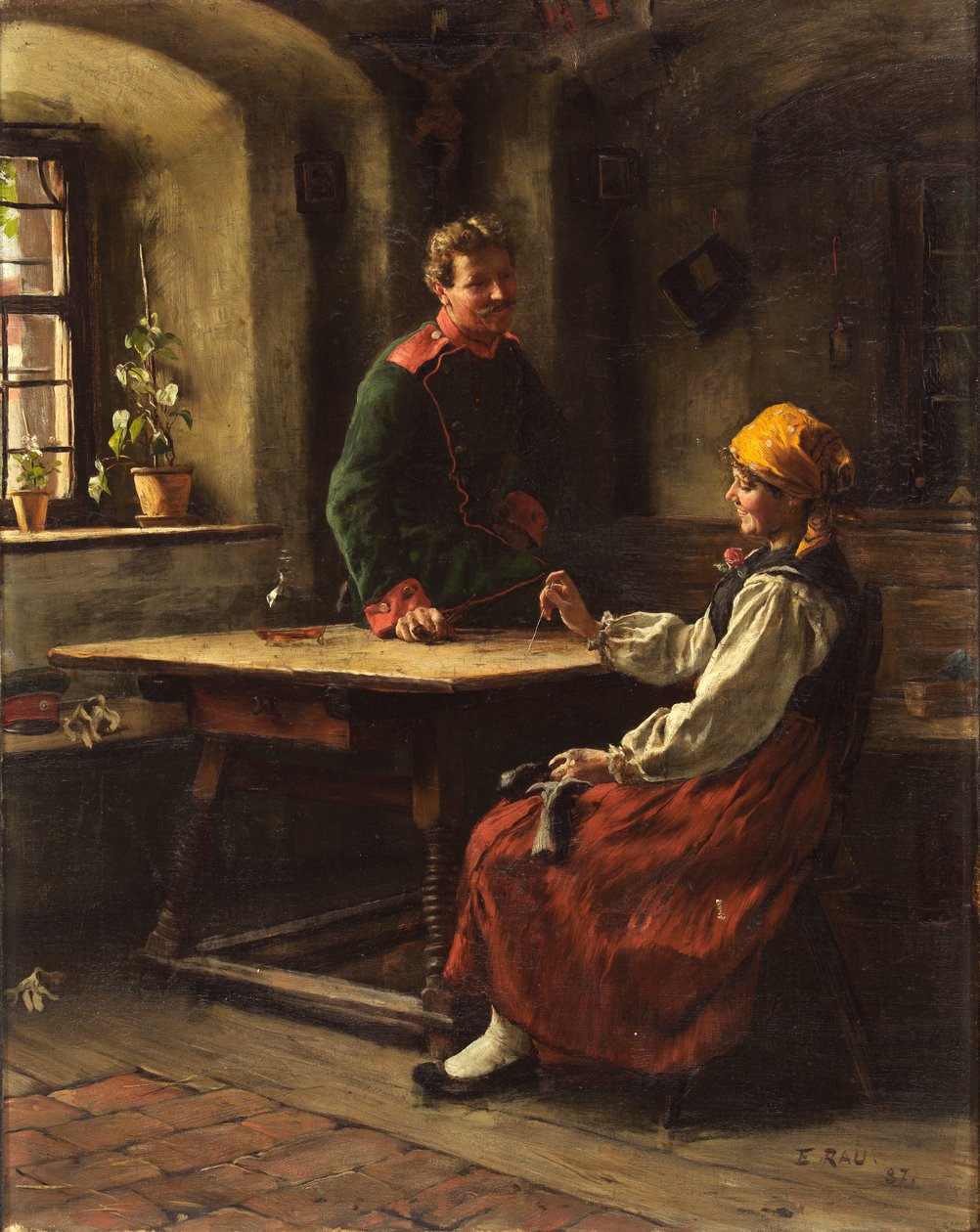 Oficial com Camponês, 1887. de Emil Rau