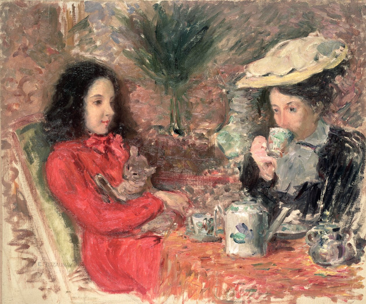 Hora do Chá, c.1900 de Emile Alfred Dezaunay