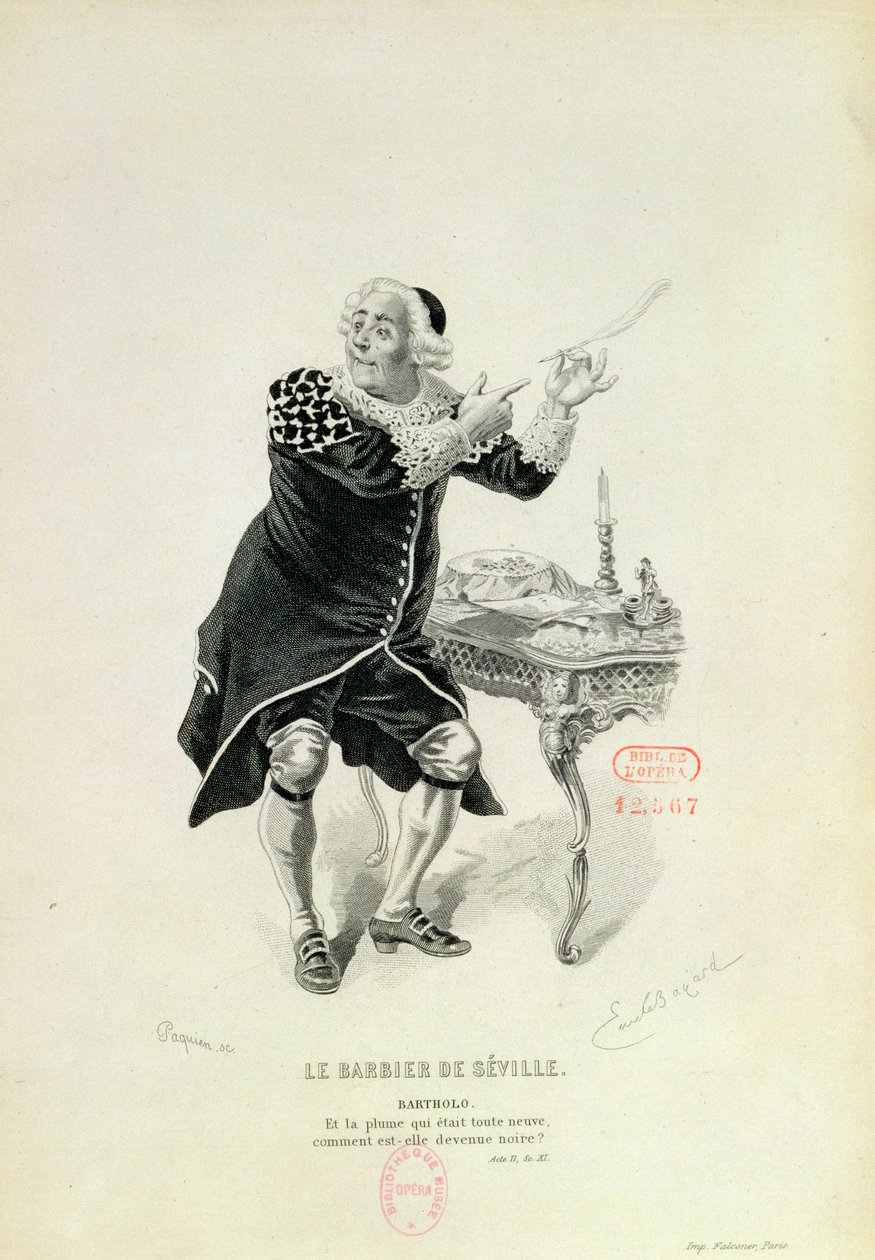 Dr. Bartolo, da ópera &39;O Barbeiro de Sevilha&39; de Rossini de Emile Antoine Bayard