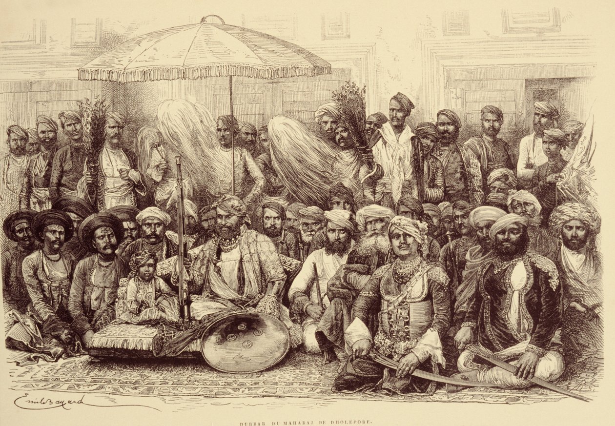 Durbar do marajá de Dholpur, 1878 de Emile Antoine Bayard