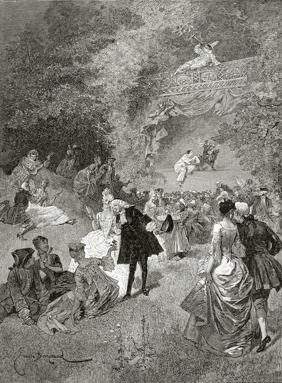 A festa em Thérèse, século 19 (gravura bw) de Emile Antoine Bayard