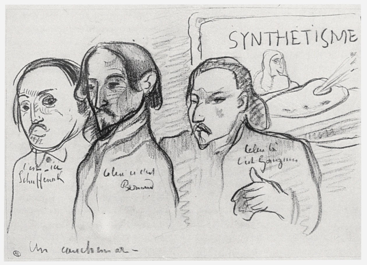 Retratos de Gauguin, Bernard e Schuffenecker de Emile Bernard
