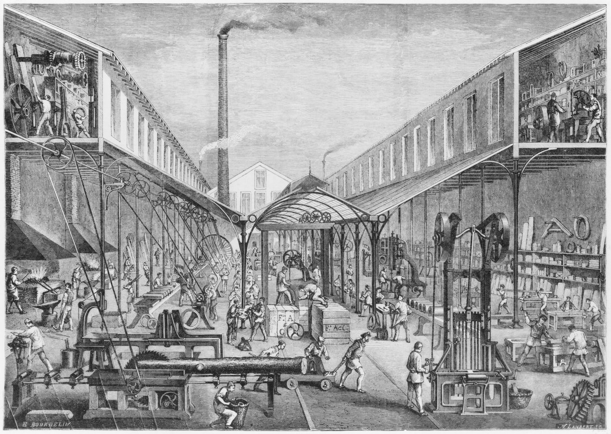 Grandes indústrias, oficinas de construção, serraria e máquinas-ferramentas na Arbey Company de Emile Bourdelin