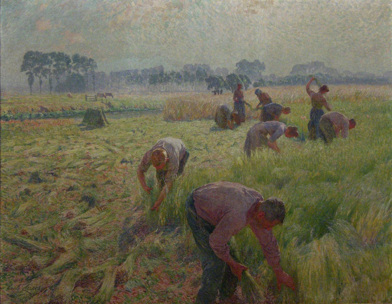 Colheita de linhoNederlands: De vlasoogstn de Emile Claus