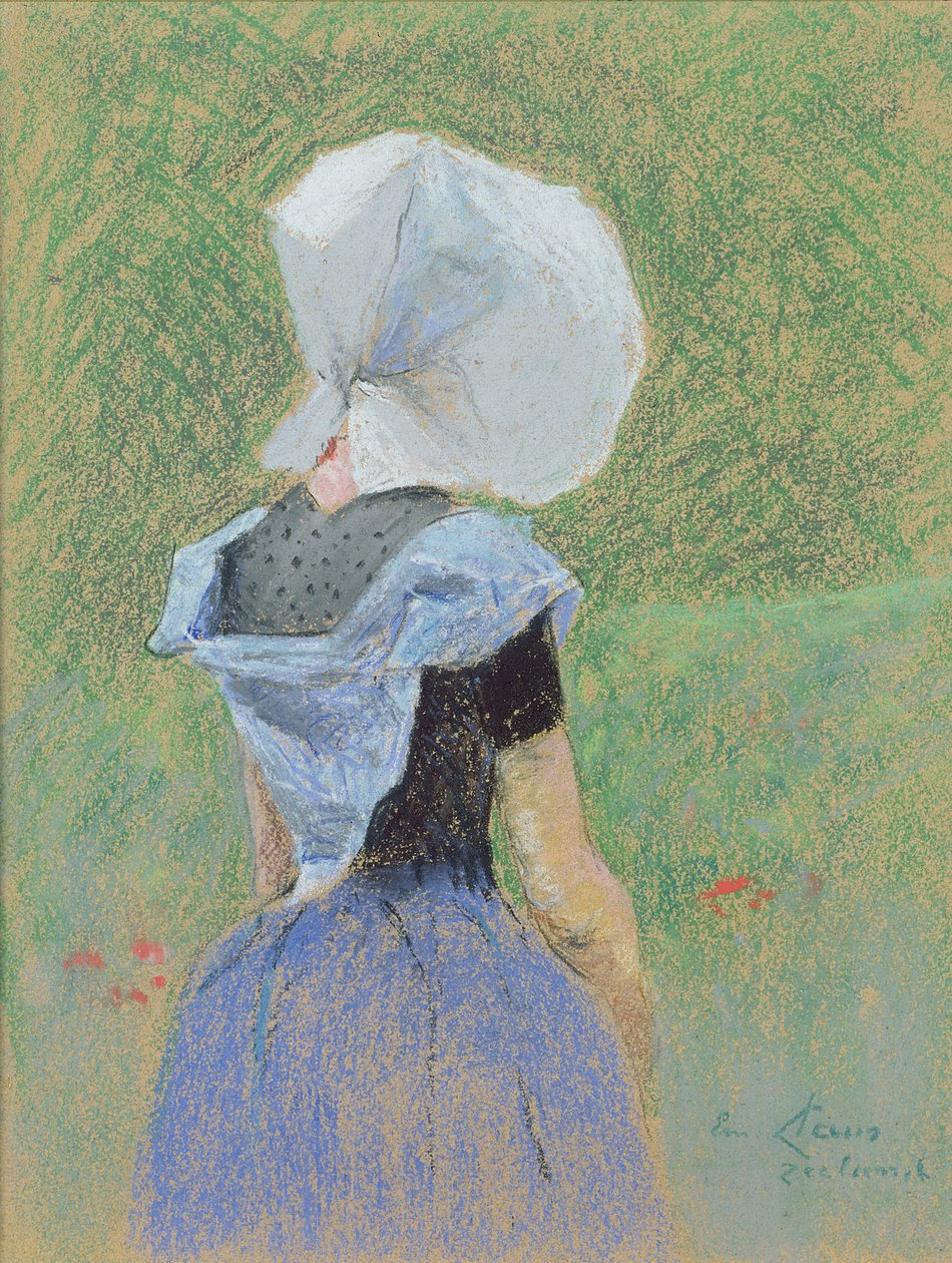 Uma jovem de Zelândia (pastel sobre papel) de Emile Claus