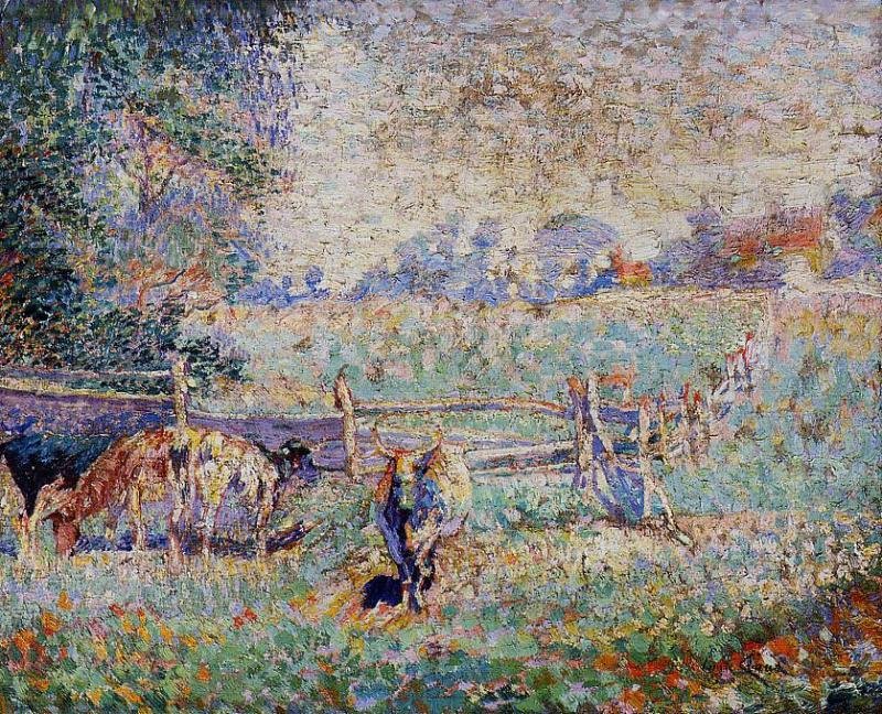 Vacas no pasto de Emile Claus