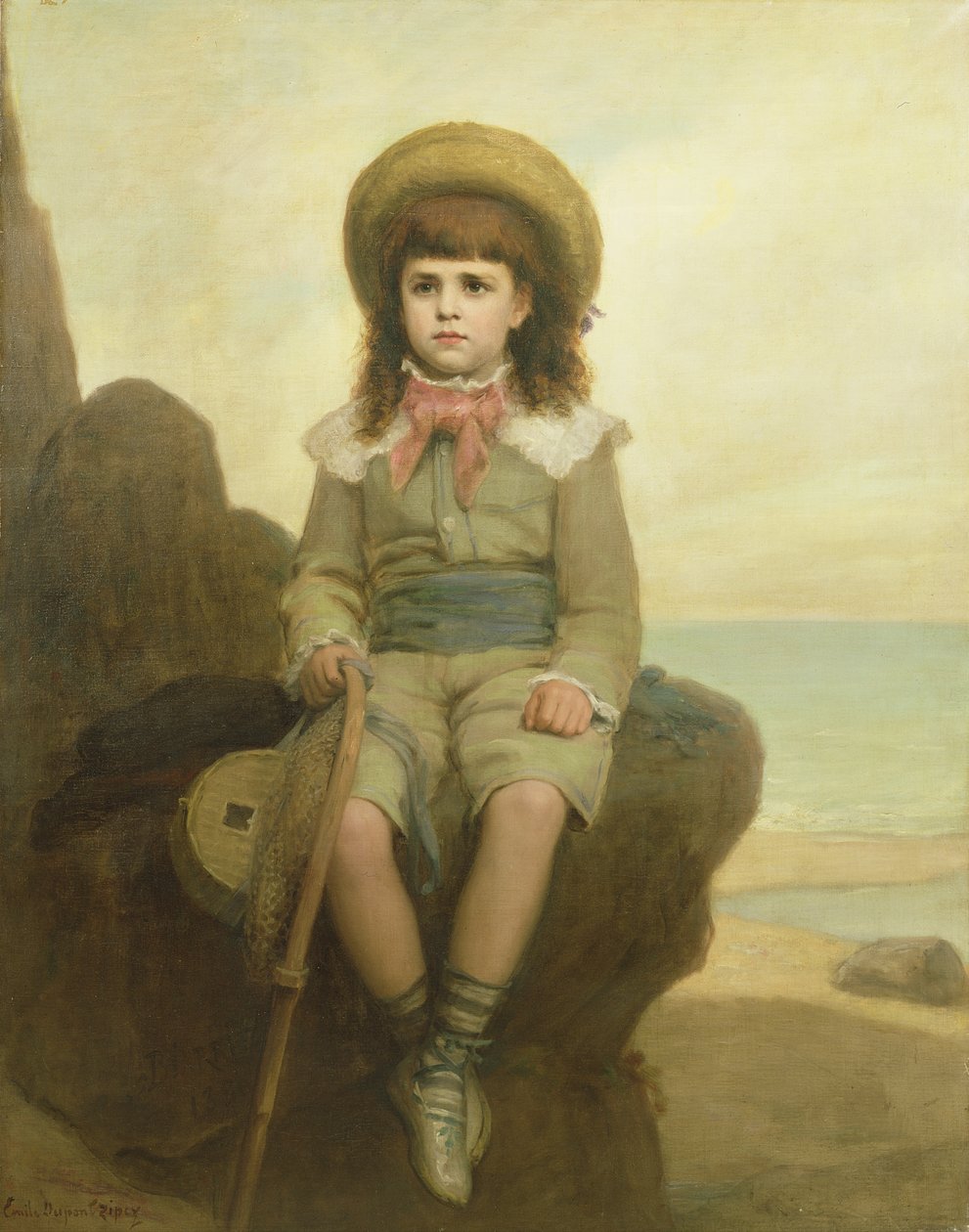 Menino jovem, ligado, um, rocha de Emile Dupont Zipcy