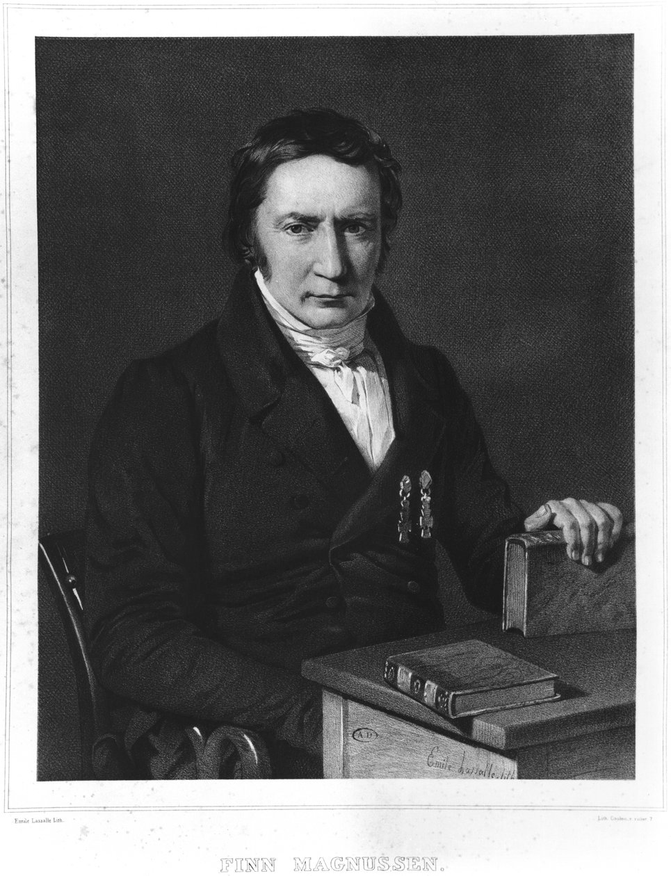 Finn Magnussen (1781-1847) ilustração de &39;viagem para a Islândia e Groenlândia, publicada por ordem do rei sob a direção de Paul Gaimard&39; por Eugene Robert (1806-79) publicado em 1851, Paris (bw de Emile Lassalle