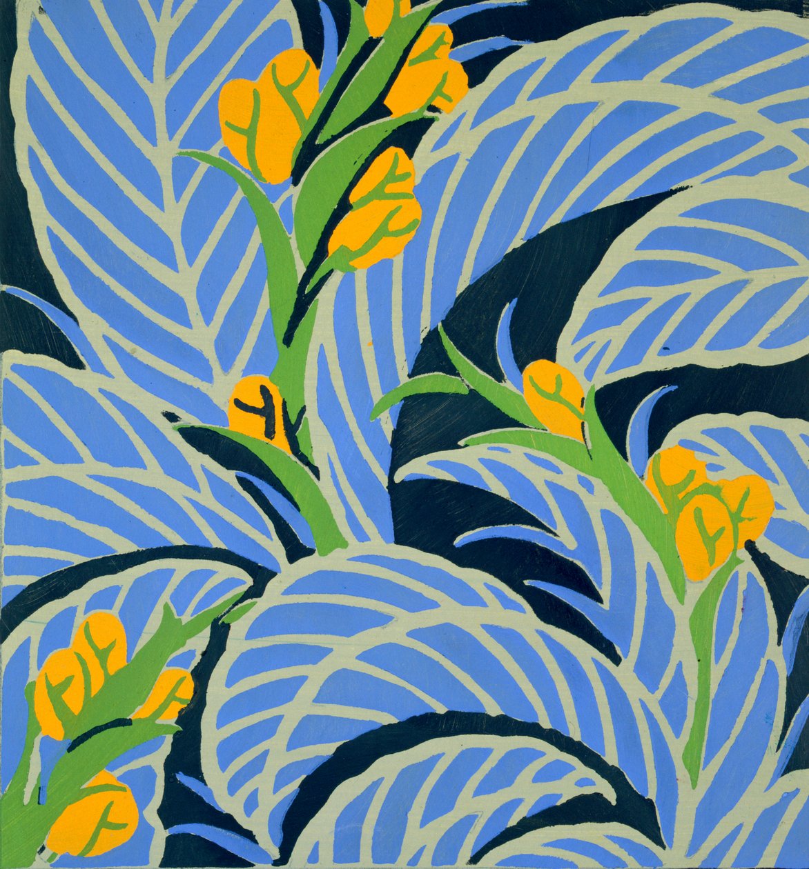 Flores e folhagens, c.1925 (impressão pochoir) de Émile Allain Séguy