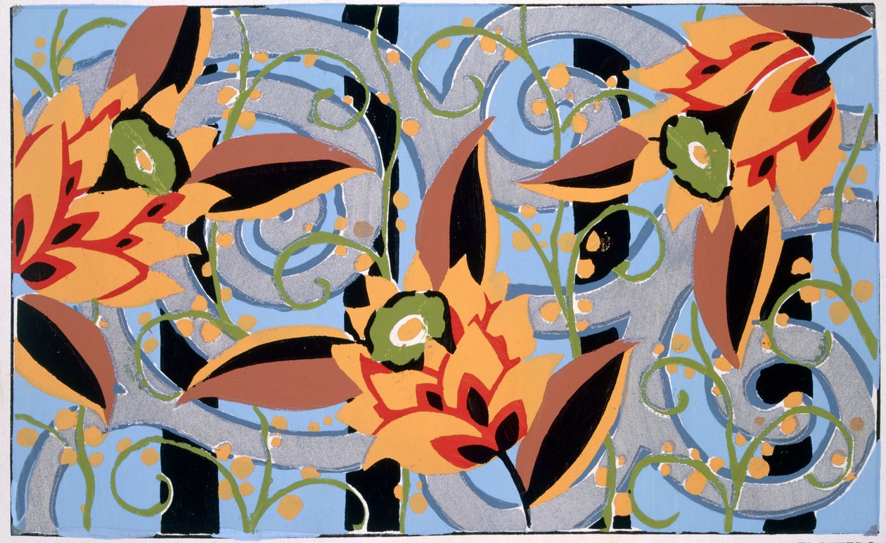 Flores e Folhagem, c.1925 (pochoir print) de Émile Allain Séguy
