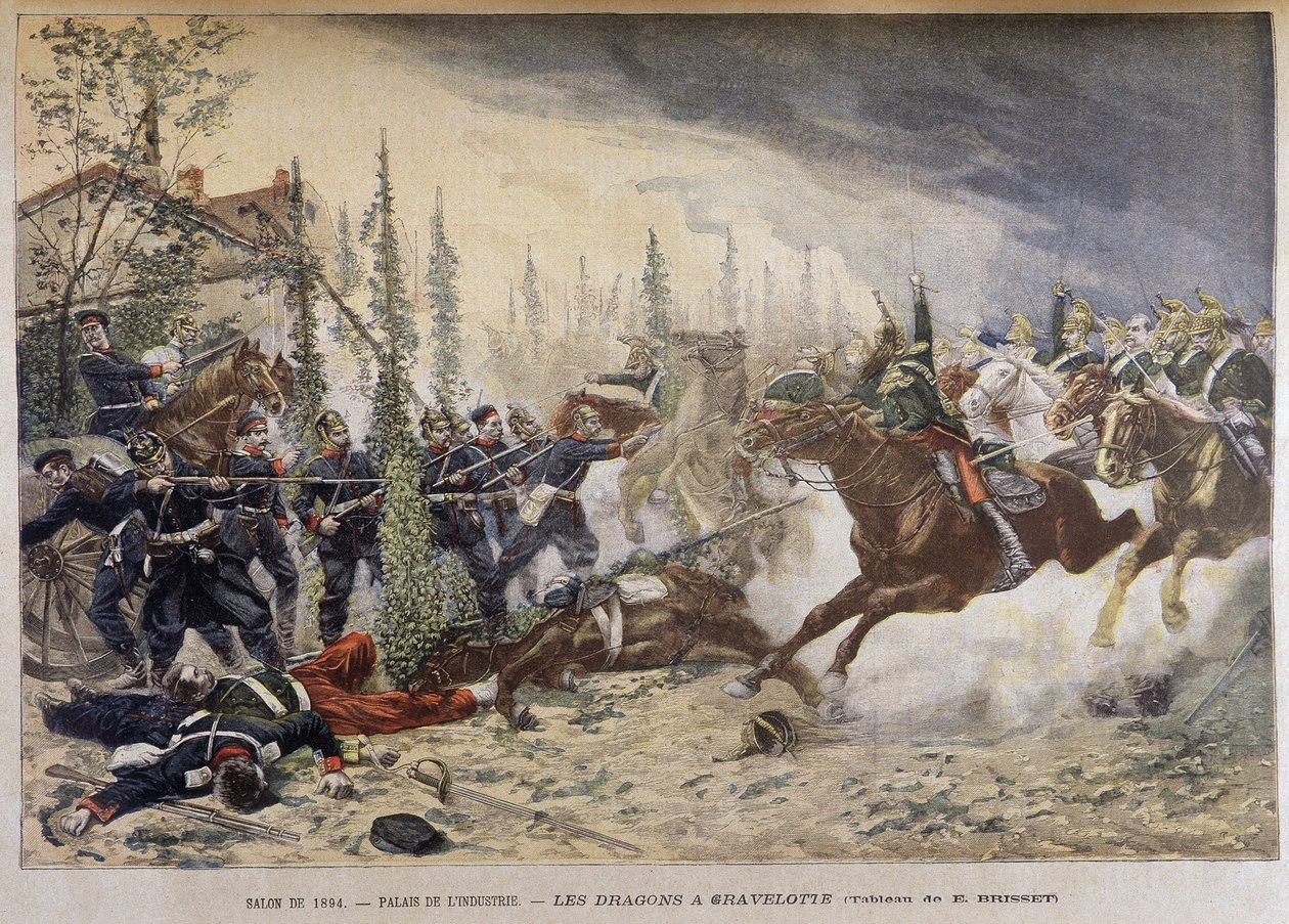 Dragões em Gravelotte (1870) - pintura de Brisset, em "Le Petite Journal de Emile (after) Brisset