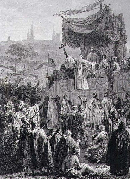 Pregação da Segunda Cruzada, gravada por Alexandre Marie Colin (1798-1875) (gravura) de Emile (after) Signol