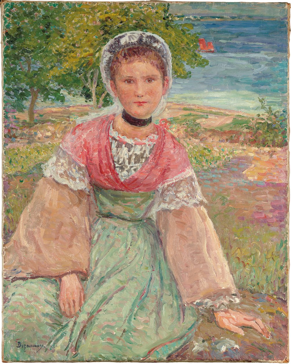 Young Bretonne, c.1895 (óleo sobre tela) de Emile Alfred Dezaunay